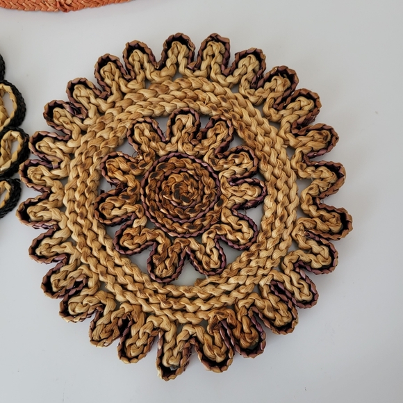 Vintage Rattan Raffia Trivets Lot of Three - Picture 2 of 11